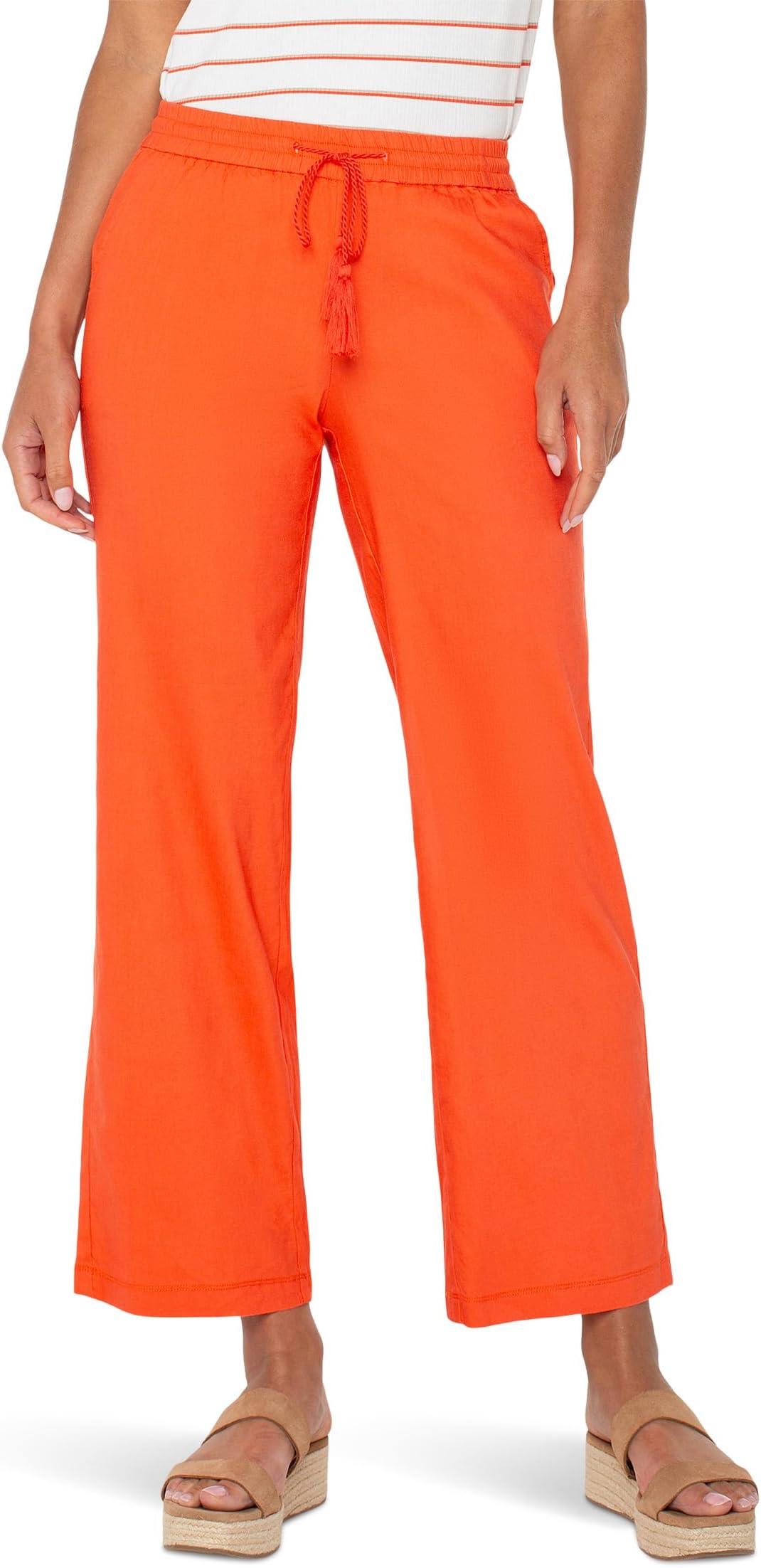 

Брюки Liverpool Los Angeles Mid-rise Pull-on Drawstring Waistband Wide Leg Pant, Clementine