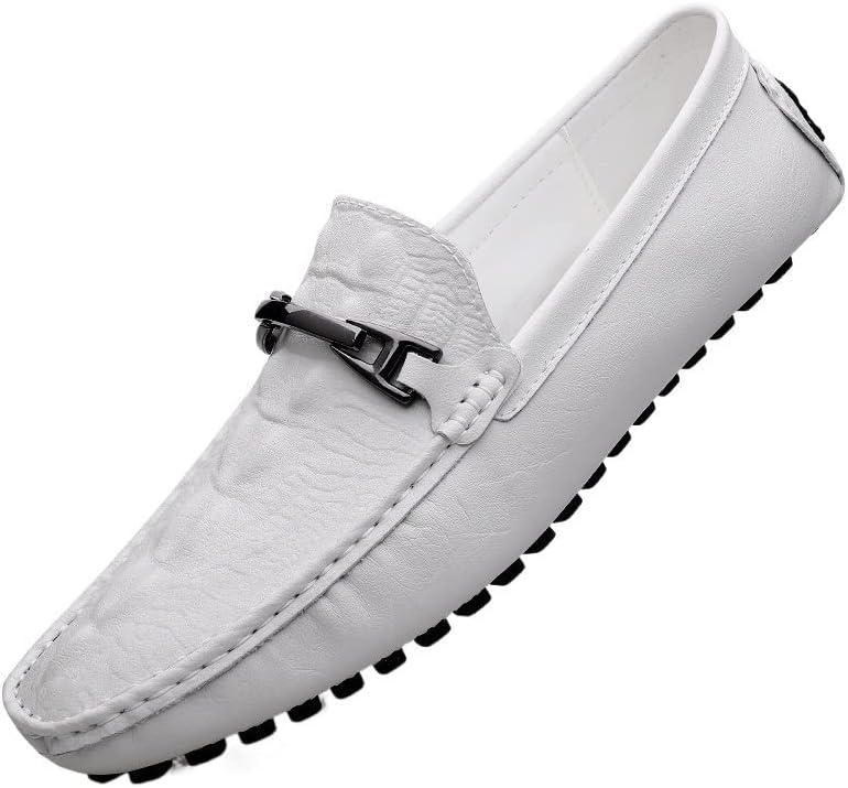 

Мужские лоферы с имитацией крокодиловой кожи, гибкая подошва, плоский каблук, удобные, противоскользящие, классические без шнурков Jiadeli, белый