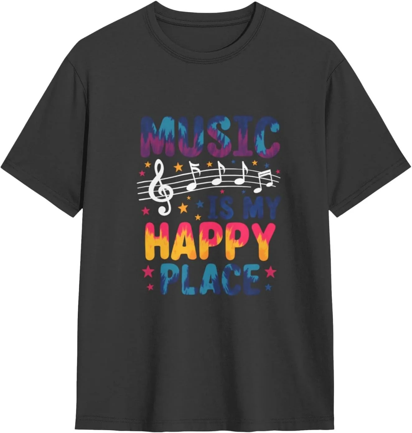 

Футболка с круглым вырезом Unisex Casual Tee Music is My Happy Place ShuDianhkqwe