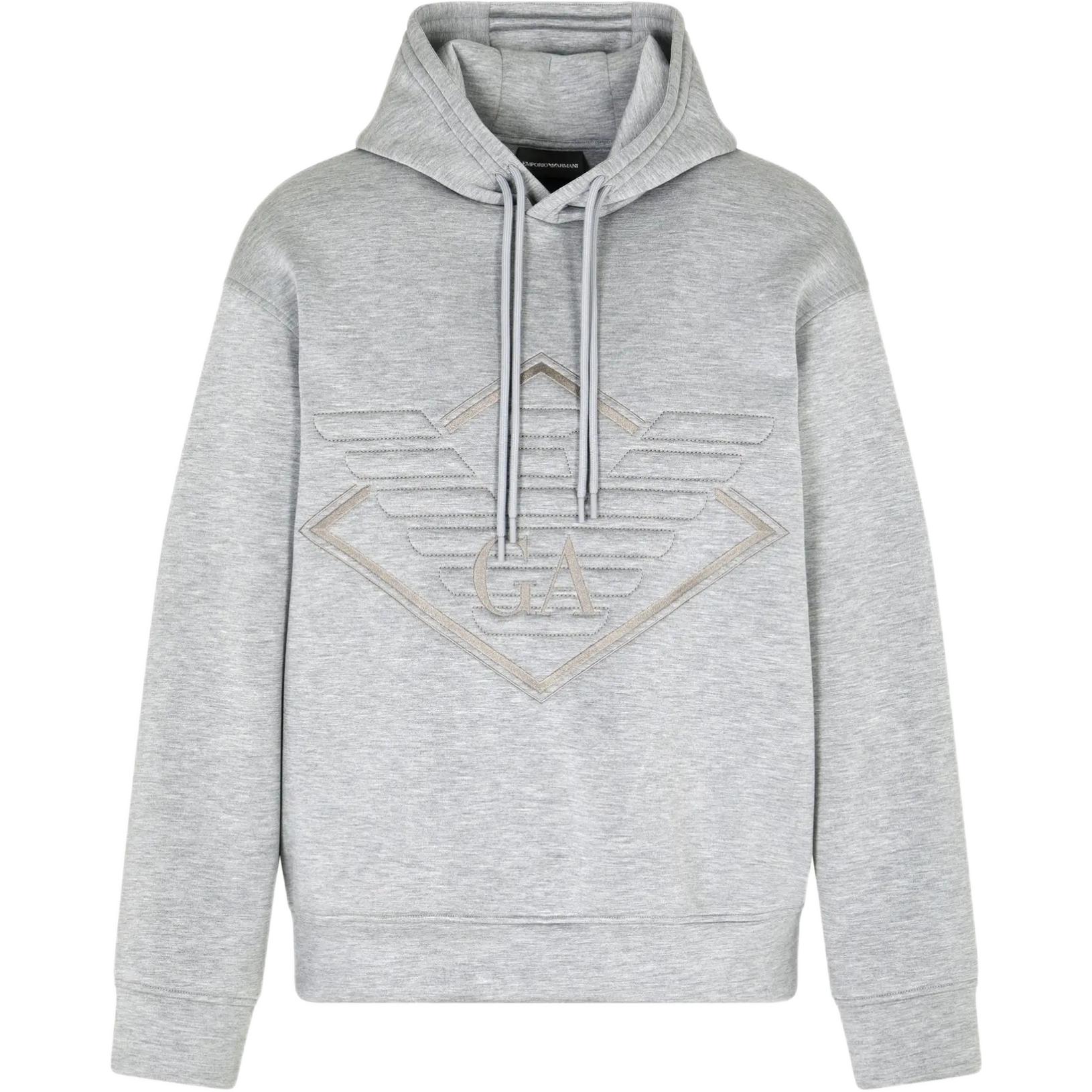 

Худи с вышитым логотипом и шнурком EMPORIO ARMANI, светло-серый