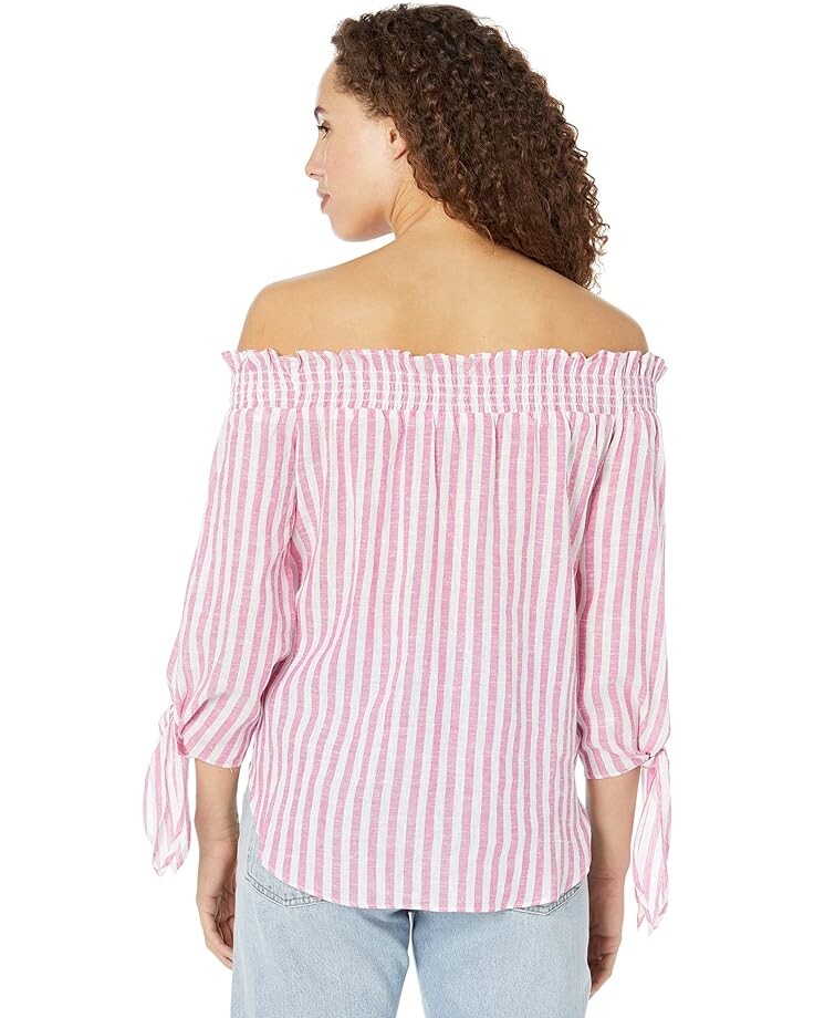 

Топ Michael Kors Off-the-Shoulder Stripe Top, цвет Cerise