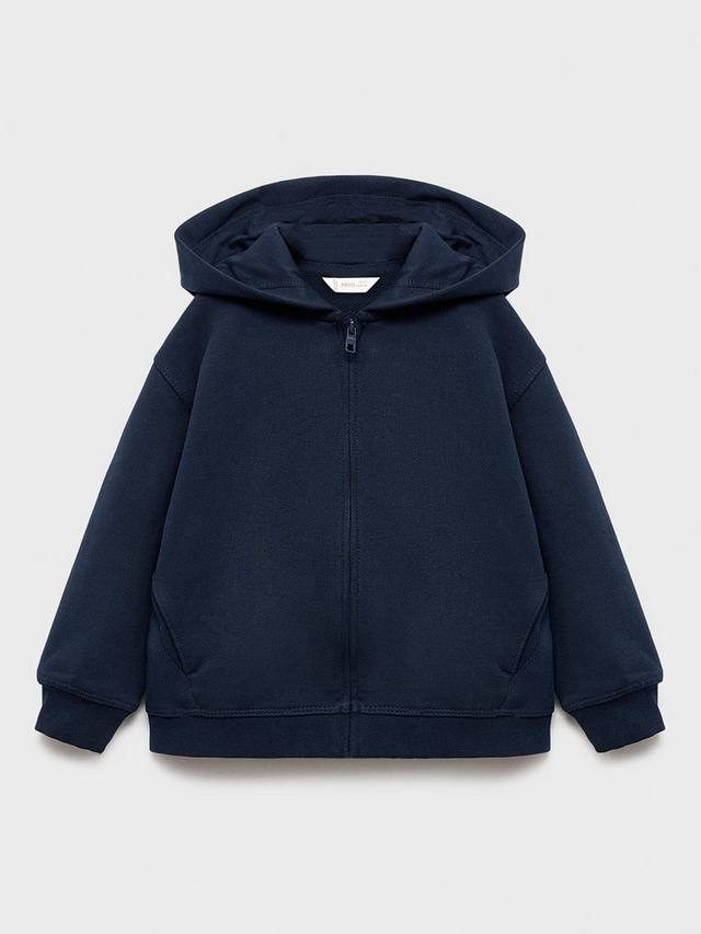 

Детская толстовка Mateo с капюшоном на молнии из хлопка Mango, Navy