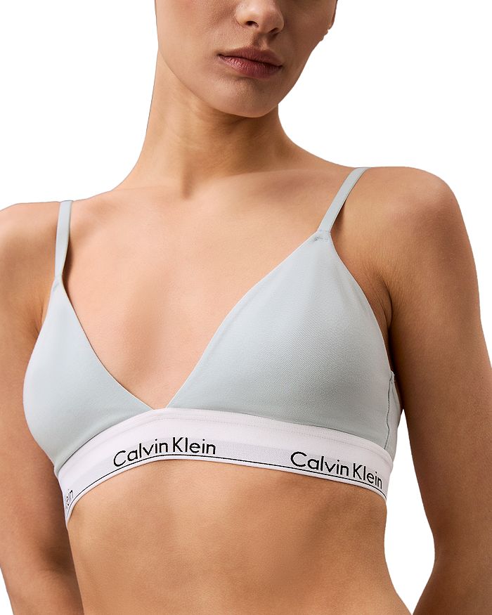 

Современный хлопковый треугольный бралетт с легкой подкладкой Calvin Klein, синий