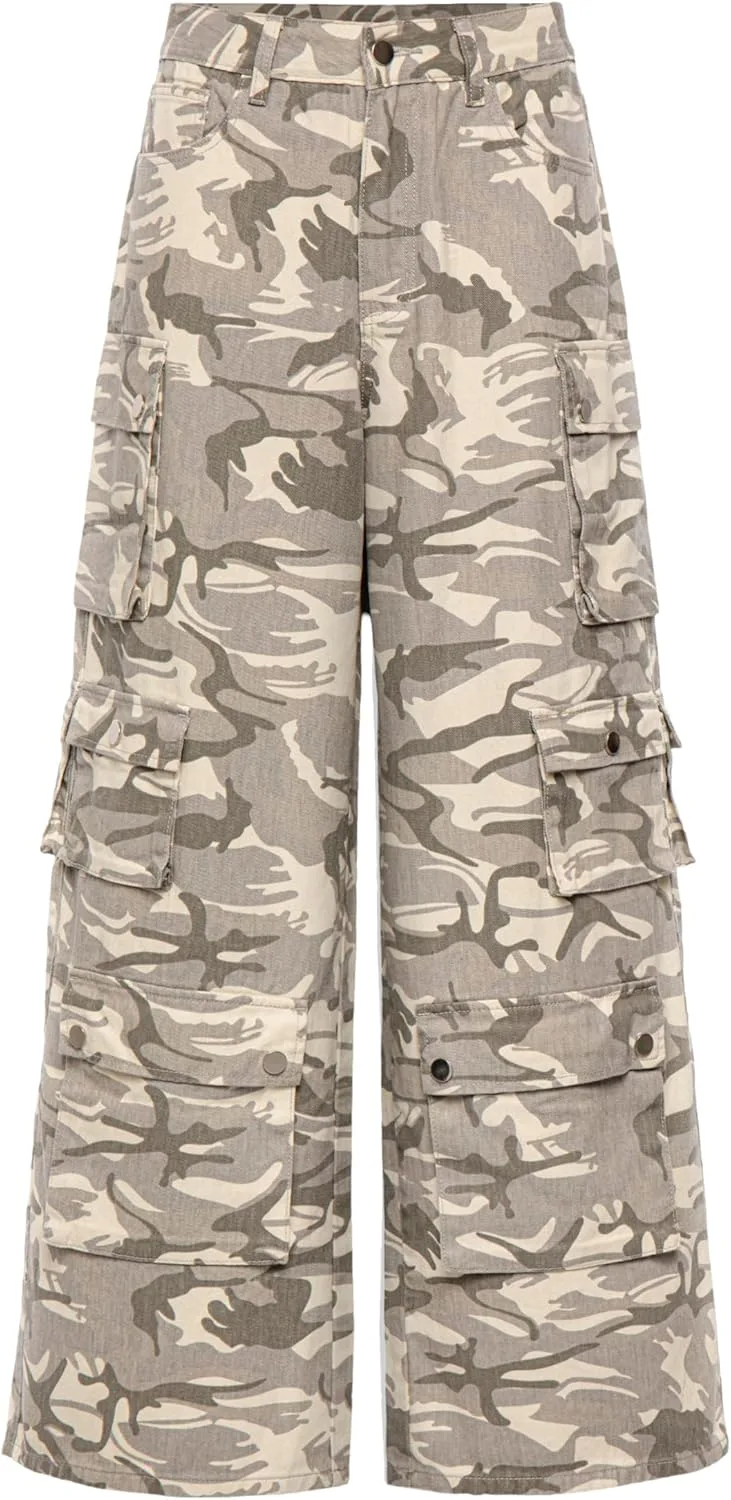 

Женские камуфляжные джинсы Cargo с прямым кроем и карманами
