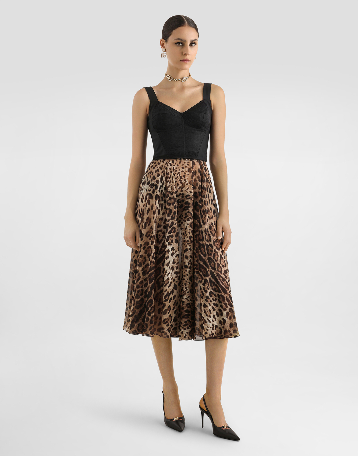 Корсет-бюстье shaper из жаккарда и кружева Dolce & Gabbana, черный — фото 2