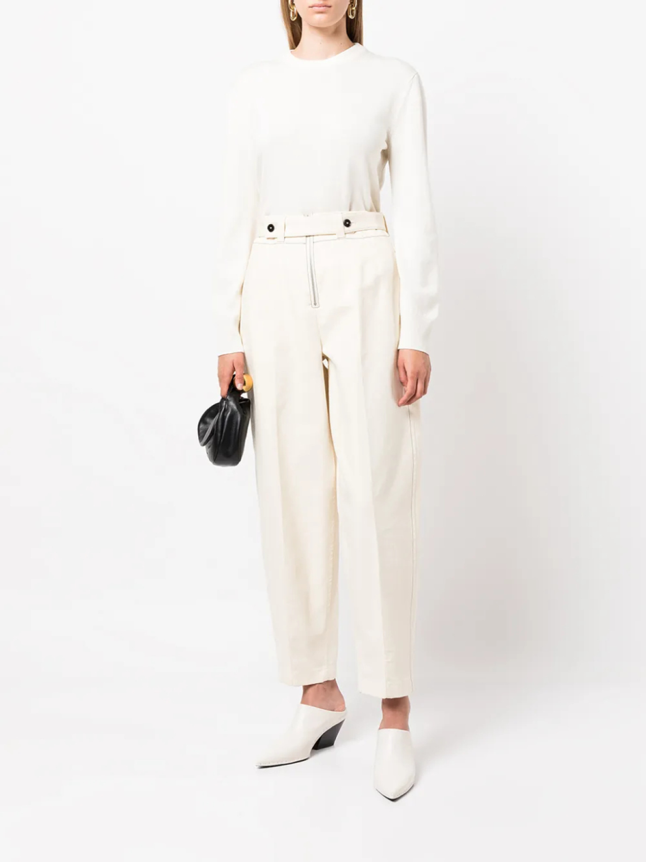 Jil Sander свитер из шерсти мериноса с круглым вырезом, зеленый — фото 2