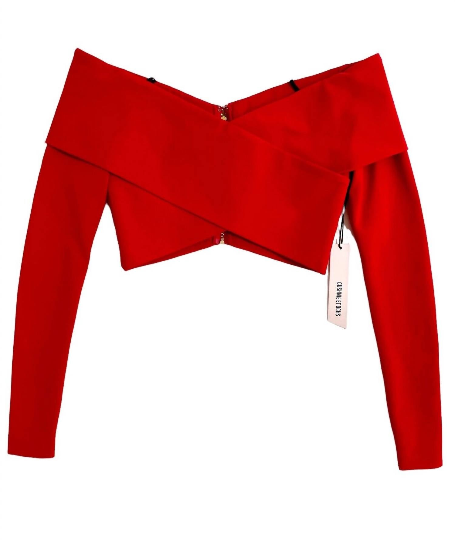 

Укороченный топ Issa с открытыми плечами красного цвета Cushnie Et Ochs