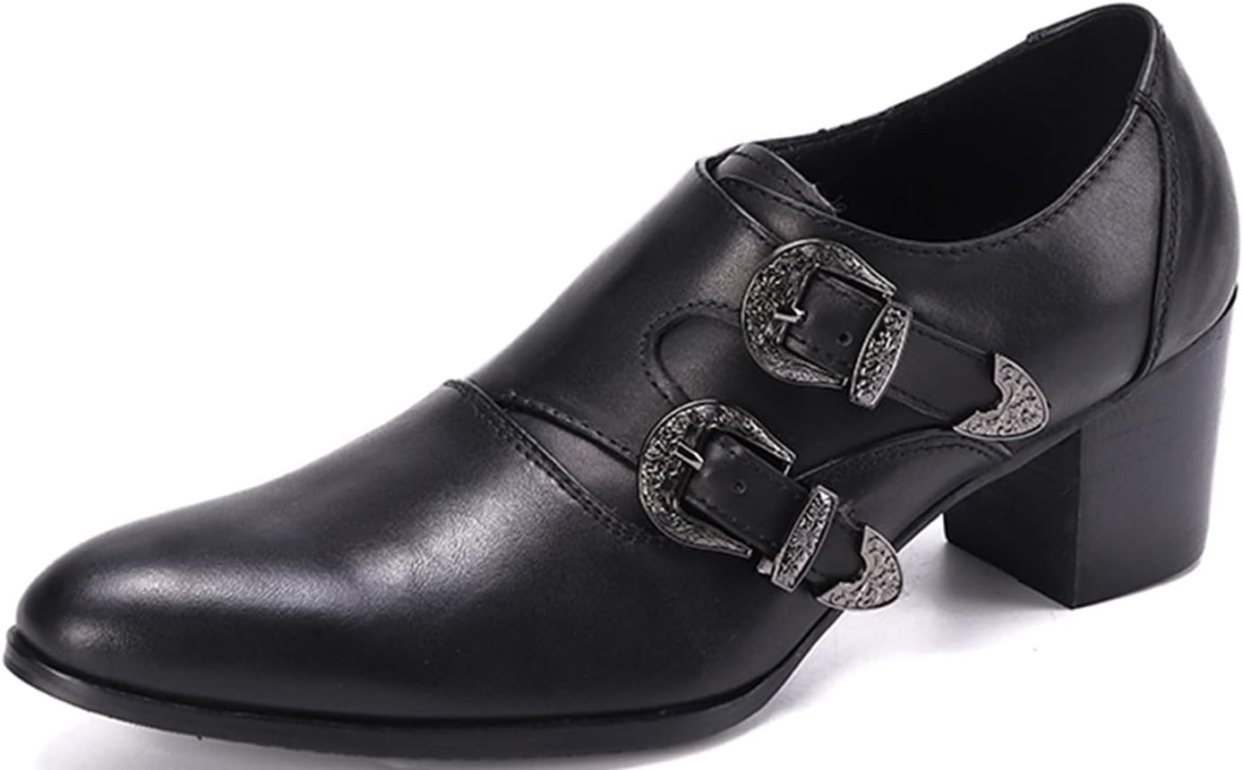 

Мужские лоферы Santimon с двойной пряжкой, повседневные и нарядные, слипоны для выпускного, из натуральной кожи, модные обувь для вечеринок, балломокасины, пенни-лоферы, диско-мокасины с западными каблуками для мужчин, черный