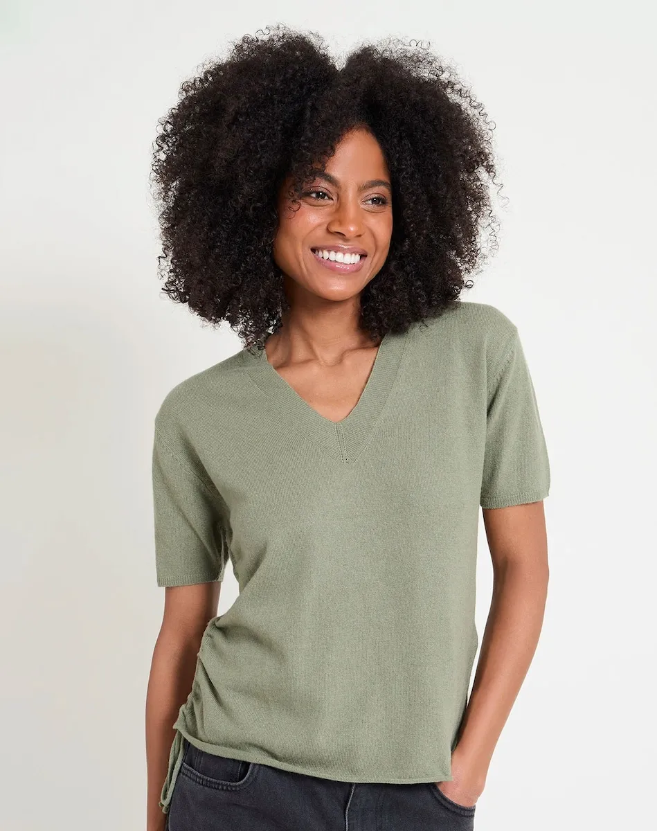 

Женский свитер с V-образным вырезом Naf Naf, военный зеленый