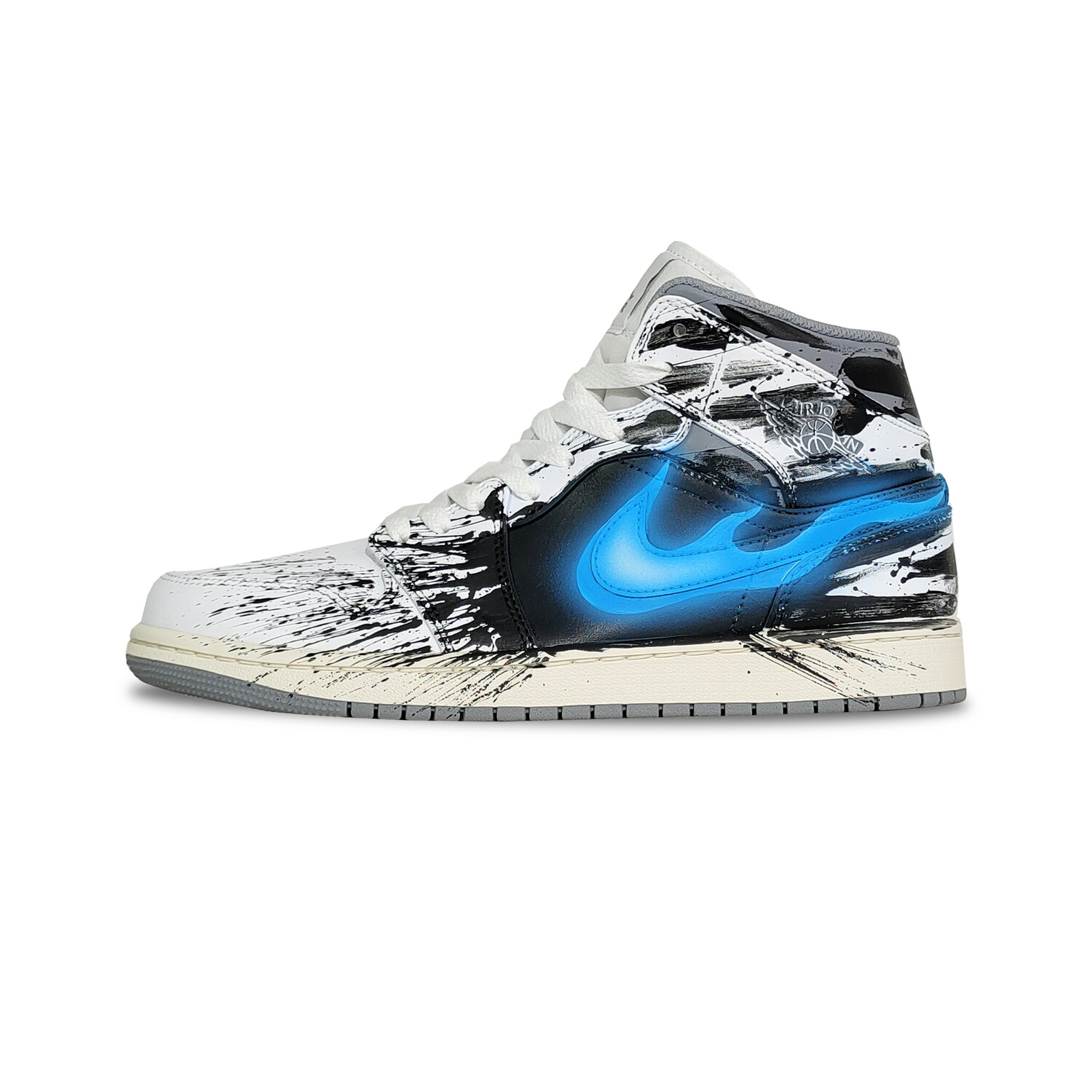 

Кроссовки Air JORDAN 1 Vintage Basketball Shoes Men Mid-Top Black Blue