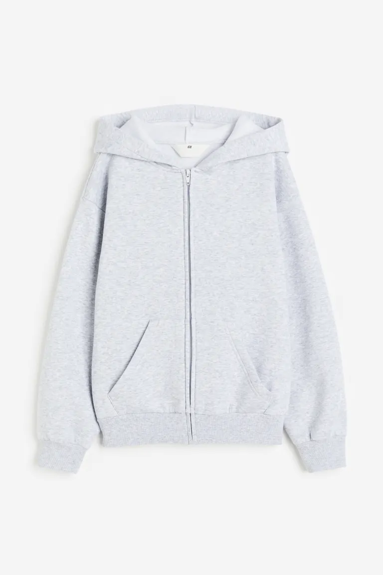 

Объемная толстовка с капюшоном и молнией H&M, серый