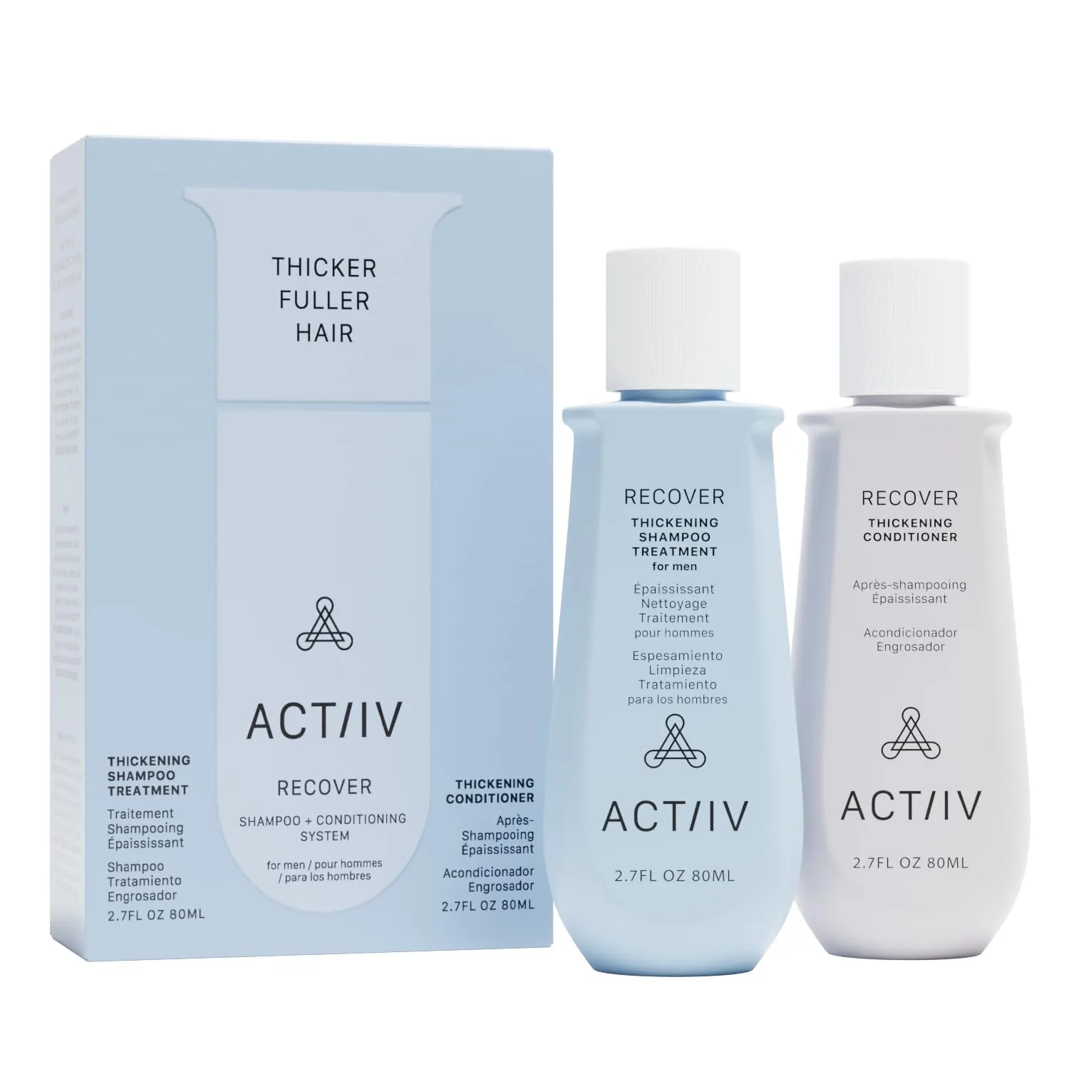 ACTIIV Recover Travel Duo для мужчин | Способствует приданию волосам густоты и здорового вида, на растительной основе, подходит для окрашенных волос, веганский продукт, подходит для всех типов волос