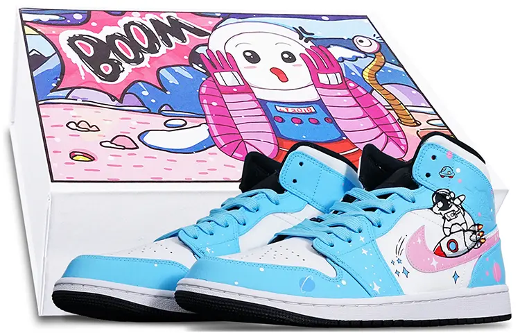 

Кроссовки Air JORDAN 1 Vintage Basketball Shoes Unisex Mid-Top Pink White Blue