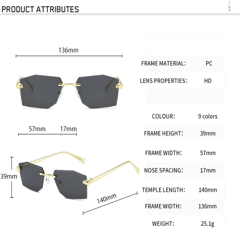 

Мужские солнцезащитные очки без оправы из сплава, женские солнцезащитные очки без оправы с градиентным переходом, модные ретро-очки с многоугольным оправой KTUCN, 05