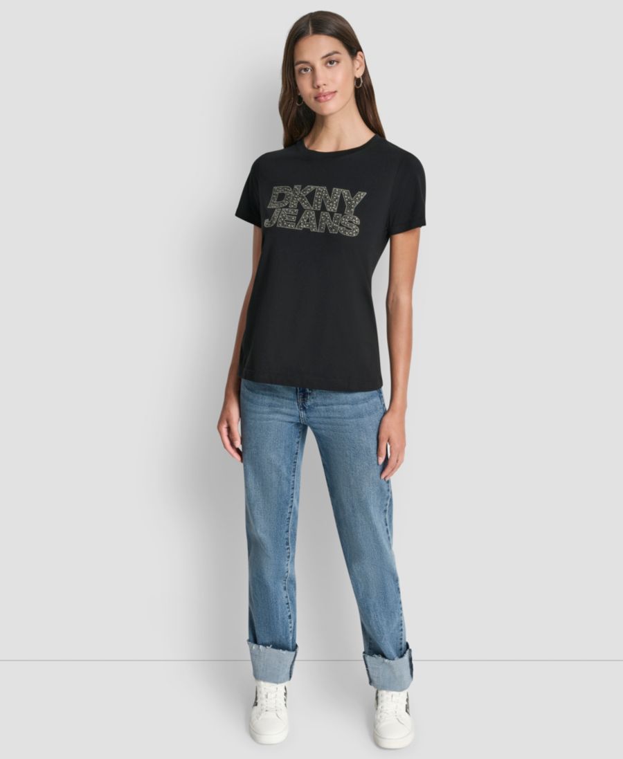 

Женская футболка с коротким рукавом и круглым вырезом DKNY Jeans, Black/Smoke Silver, Черный, Женская футболка с коротким рукавом и круглым вырезом DKNY Jeans, Black/Smoke Silver