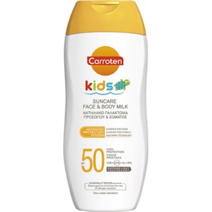 

Детское солнцезащитное молочко для лица и тела Spf50 - 200 мл Carroten
