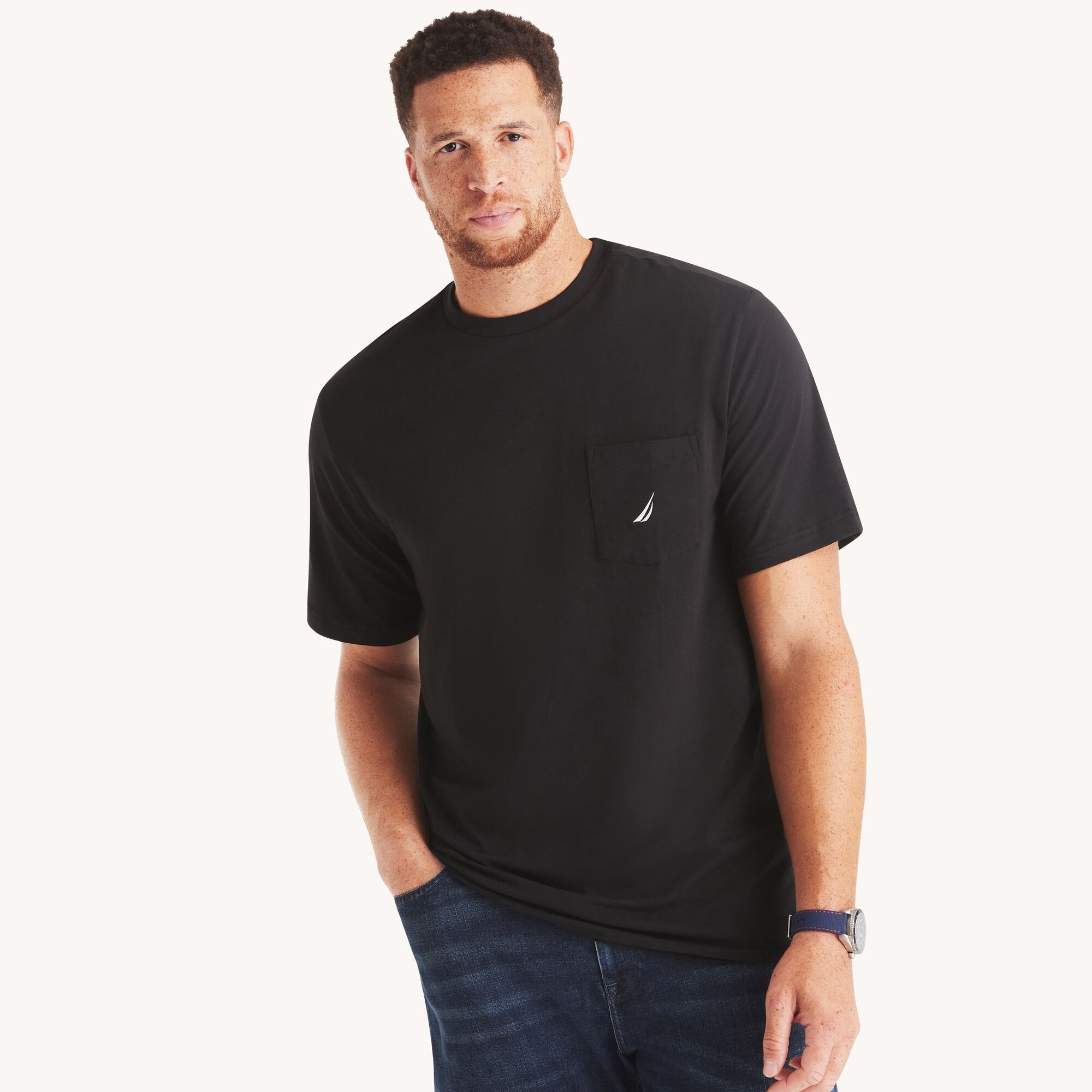 

Футболка Nautica Mens Big & Tall Pocket, цвет true black