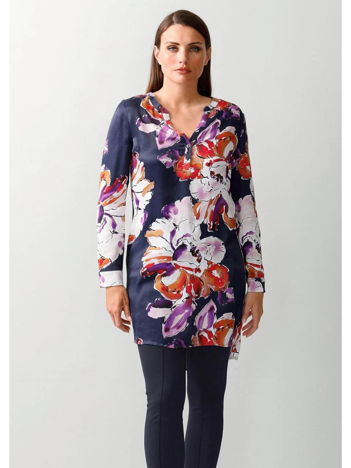 

Alba Moda Длинная блузка с цветочным принтом темно-синего цвета