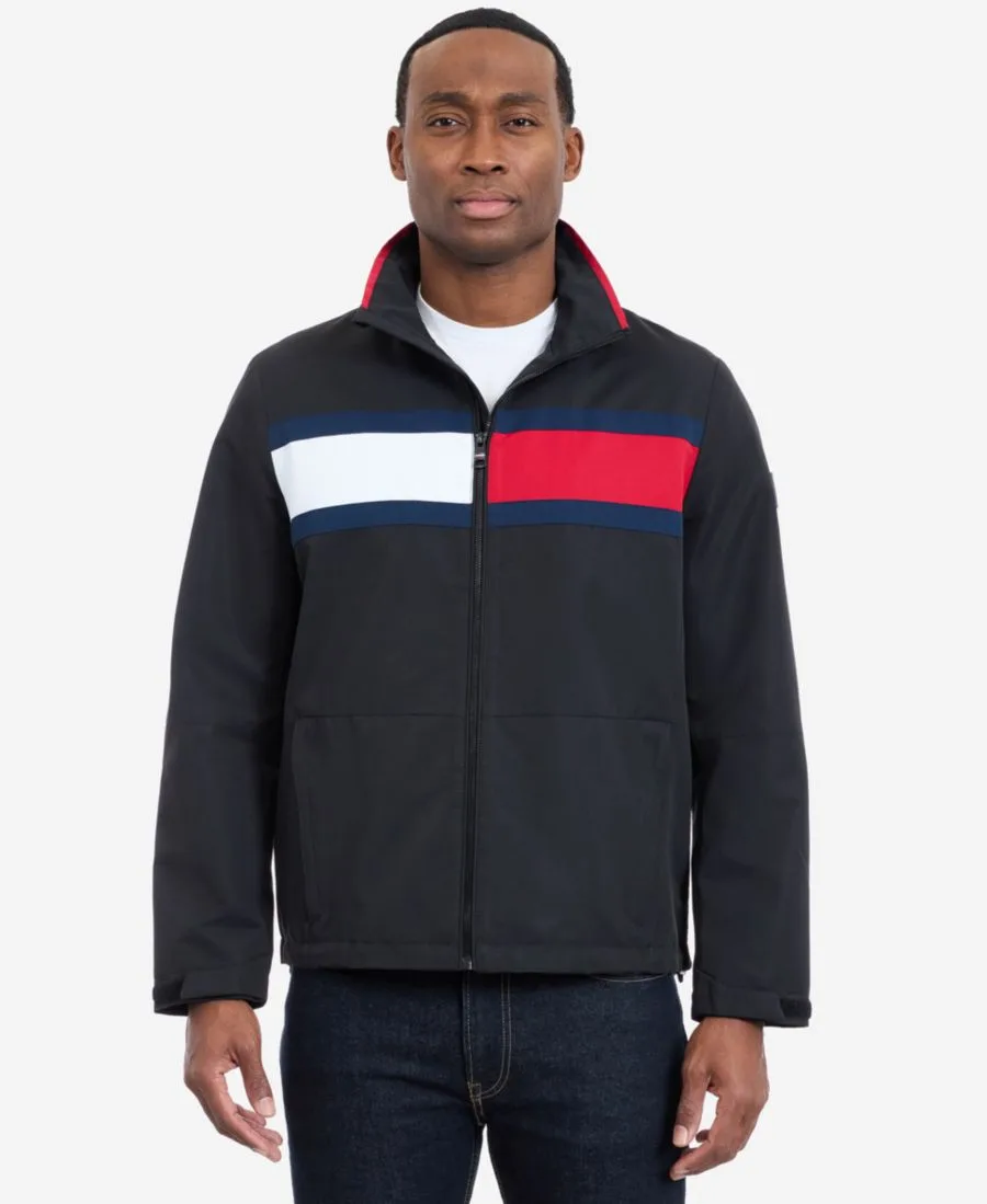 Tommy Hilfiger Мужская куртка с длинными рукавами и логотипом в парусиновом стиле