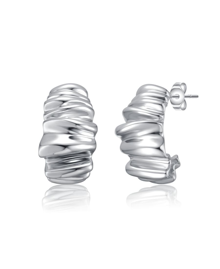 

Массивные серьги с волнообразным рисунком в оправе из белого золота или 14-каратного золота Rachel Glauber, Silver