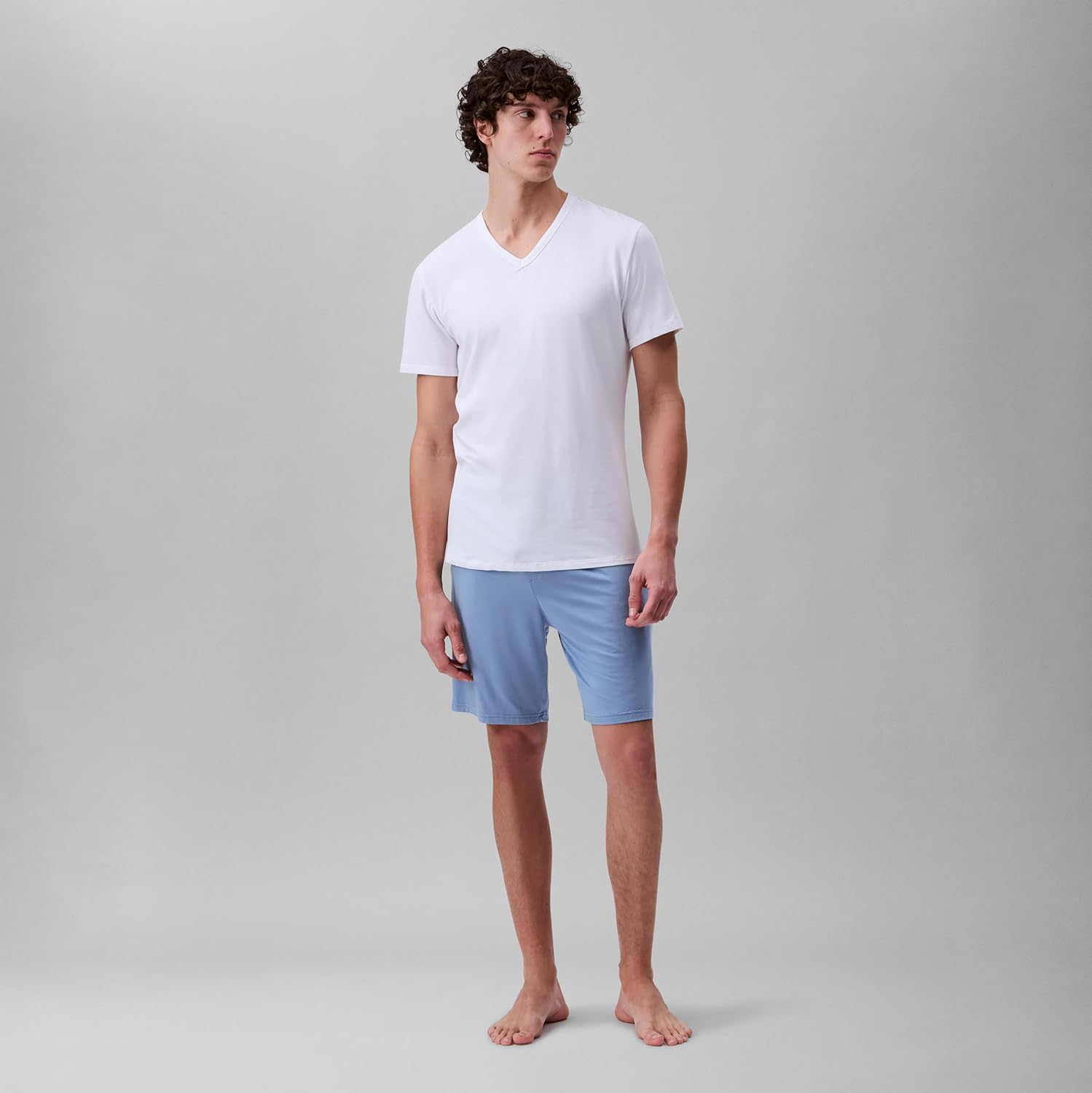 Комплект из 3 мужских нижних маек Calvin Klein из хлопка и эластичной ткани, Black, Grey Heather, White Vneck — фото 4