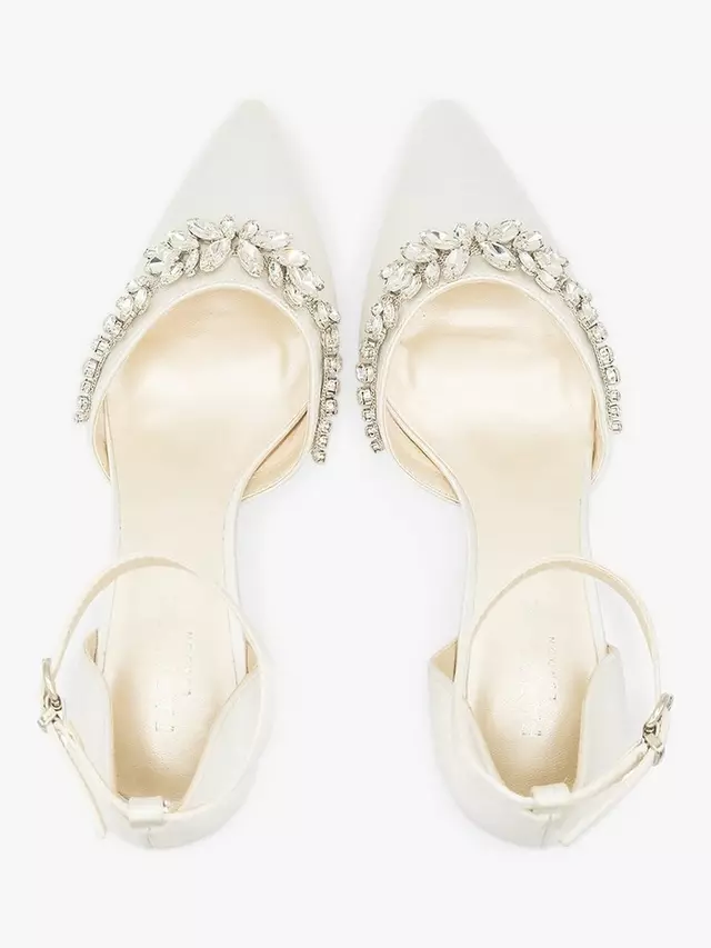 Туфли-лодочки Paradox London Cinta Dyeable Embellished Satin Mid Block Heel, слоновая кость — фото 3