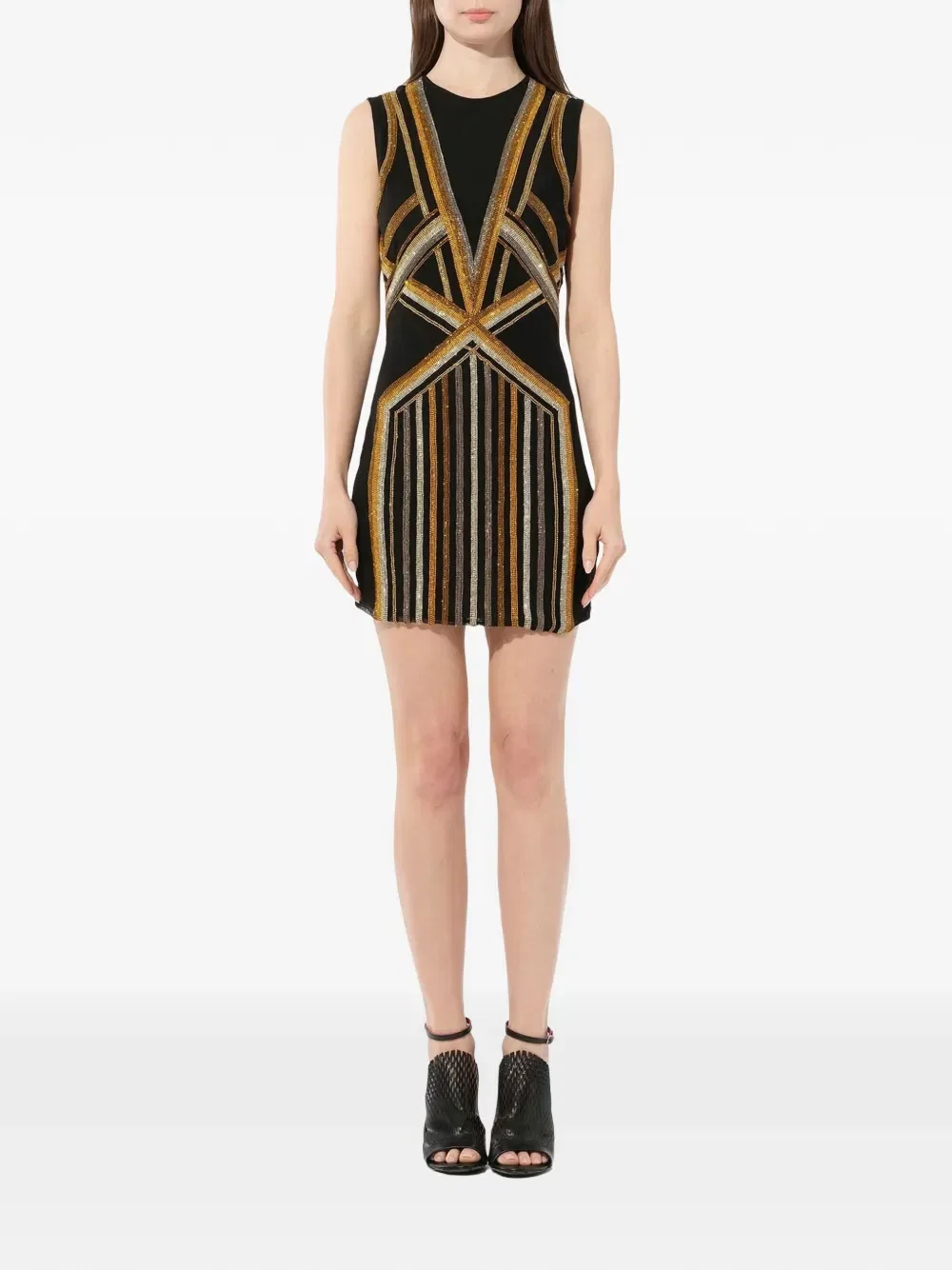 Мини-Платье с вышивкой Balmain, черный