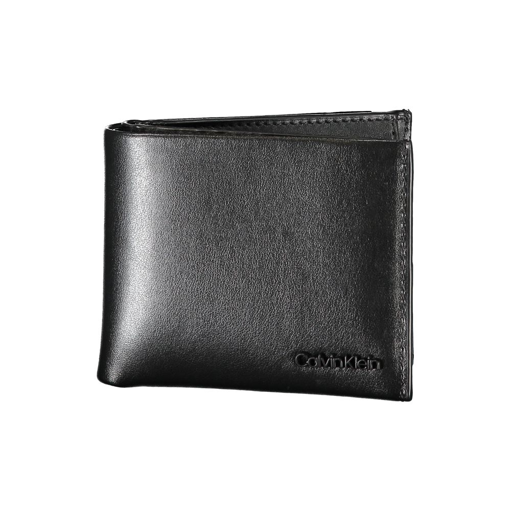 

Элегантный черный кожаный кошелек с двумя отделениями Calvin Klein