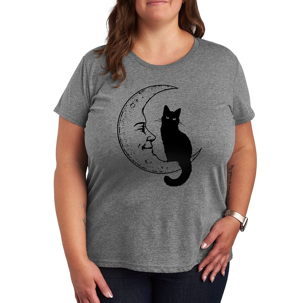 

Футболка Plus Black Cat On Moon с рисунком Licensed Character, цвет Heather Gray