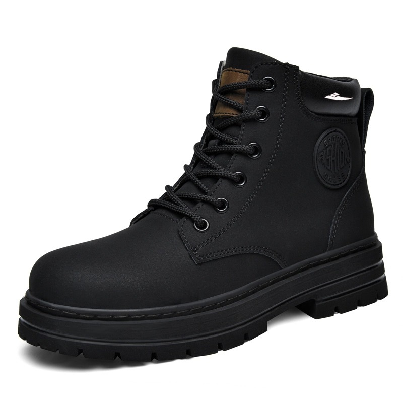 

Kuding Черные матовые короткие ботинки мартин без подкладки унисекс, цвет Black Matte Unlined Shoes