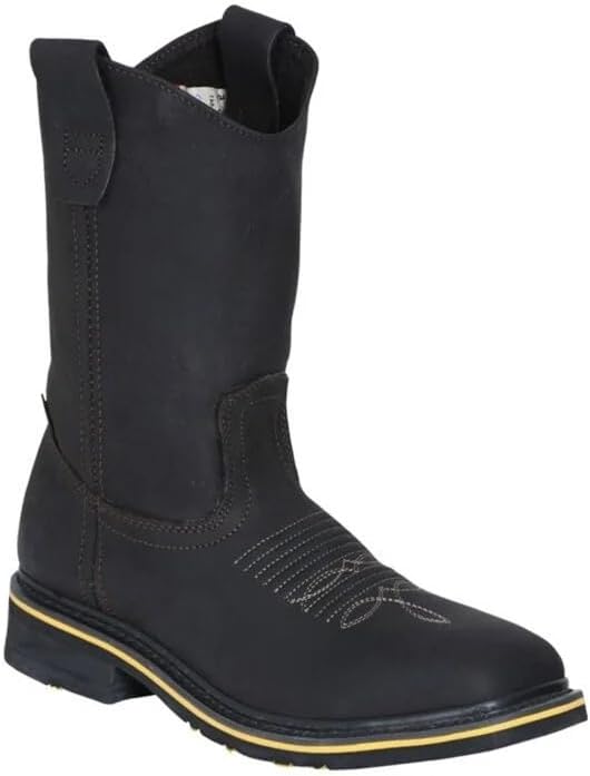 

Мужские ботинки Establo Chocolate из натуральной кожи Crazy, с квадратным носком, вестерн, рабочие, устойчивые к скольжению и маслу, без шнуровки, с защитным стальным носком Generic, initial