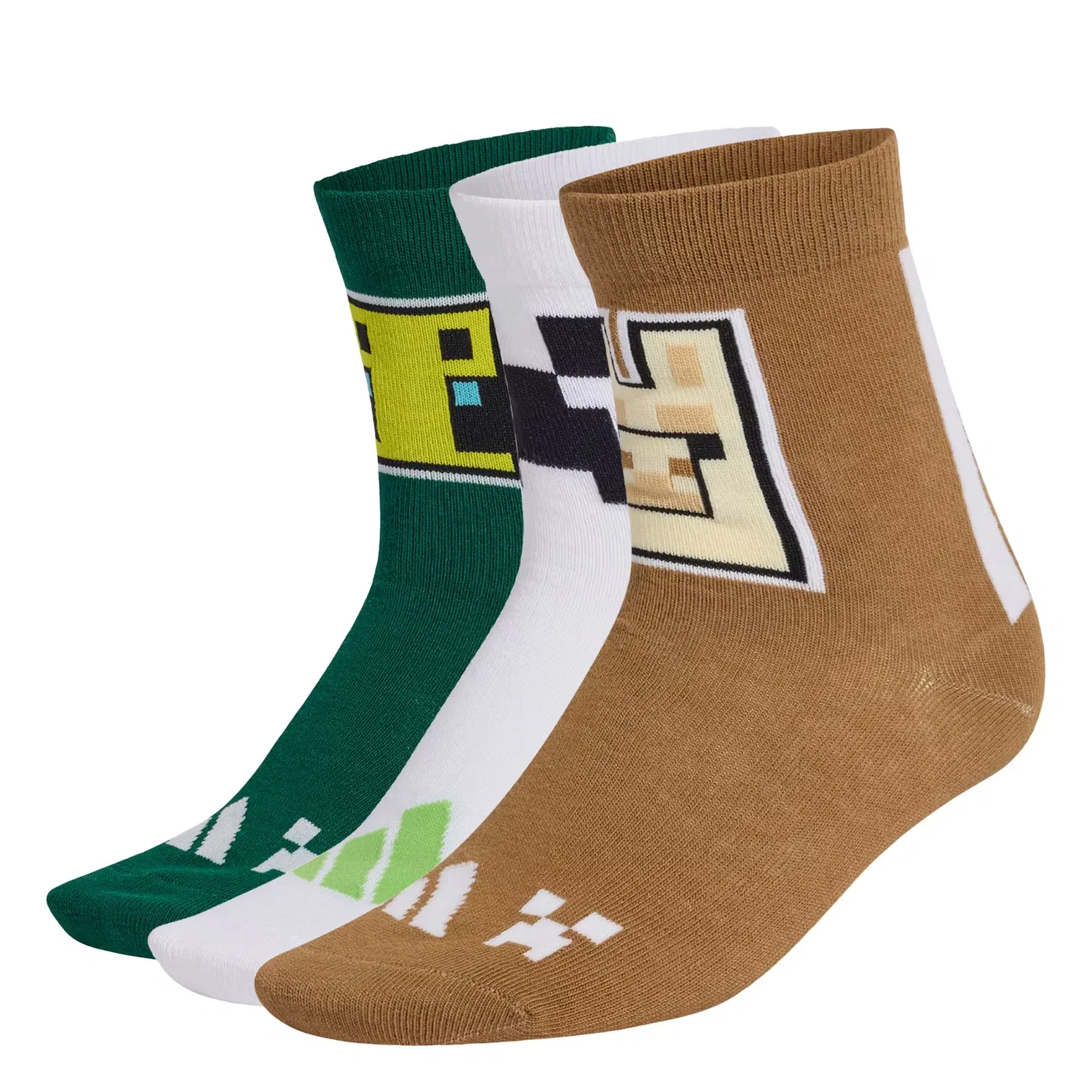 Спортивные носки Adidas Sportswear MINECRAFT коричневого, серого и зеленого цвета