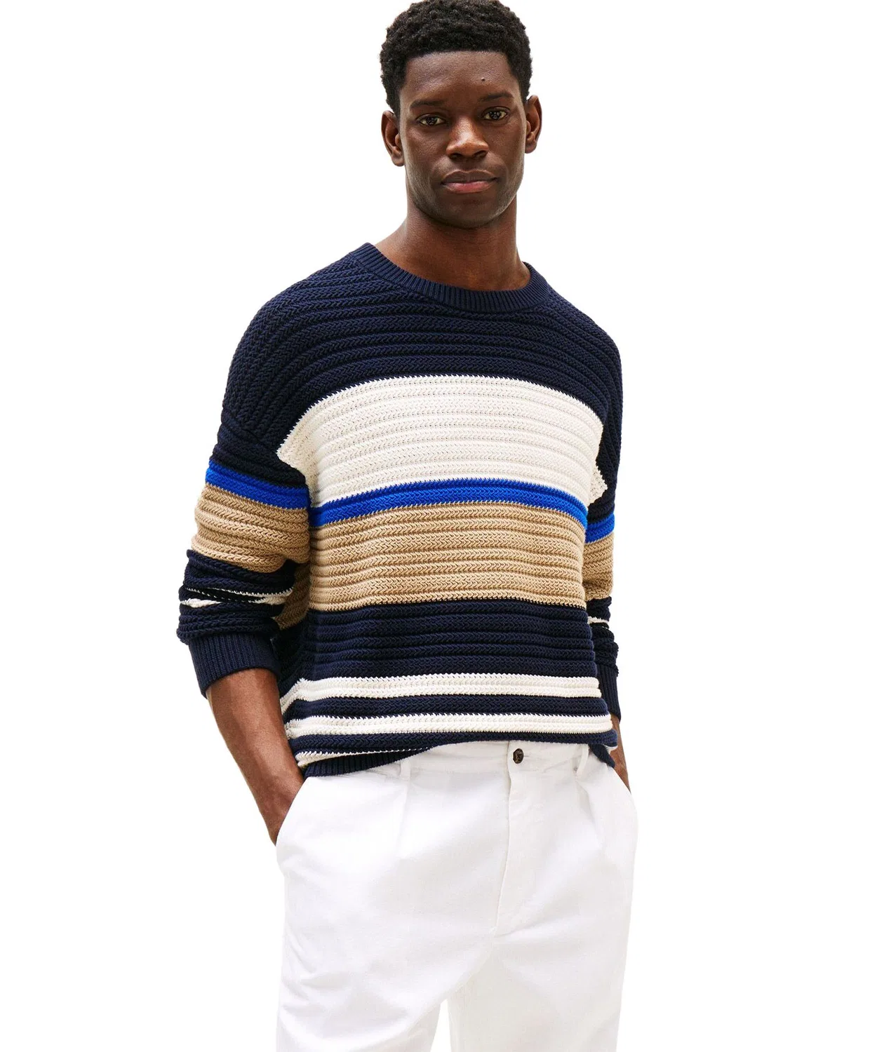 Свитер цветоблочный Tommy Hilfiger хлопковый синий