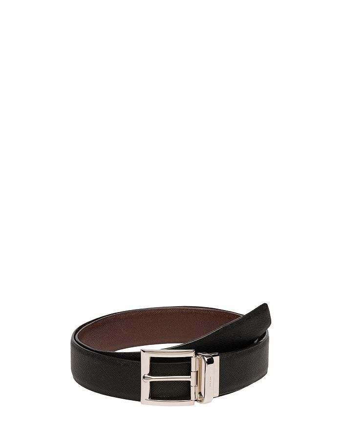 

Ремень реверсивный из кожи Saffiano Prada, черный