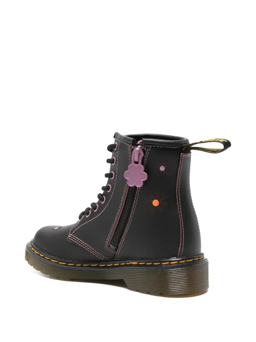 Ботинки на шнуровке с цветочным принтом Dr. Martens Kids, черный — фото 2