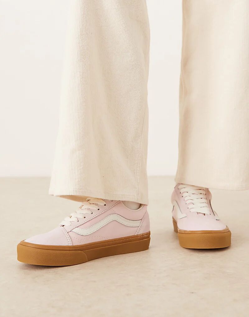 Кроссовки Vans Old Skool светло-розового цвета с резиновой подошвой — фото 3