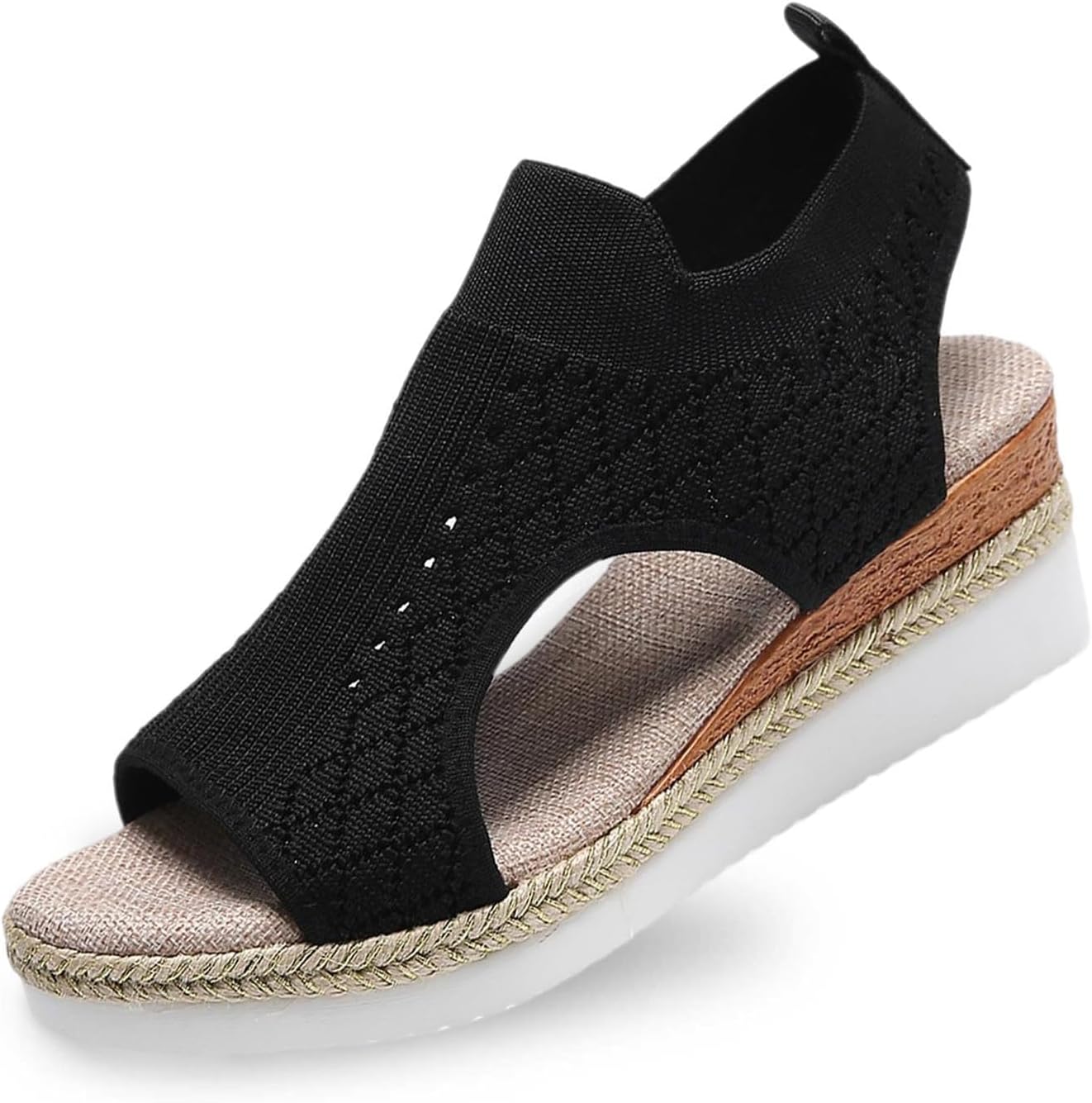 

Женские ортопедические сандалии для ходьбы с удобной поддержкой свода стопы, эспадрильи на танкетке, с открытым носком, летние сандалии на платформе, легко надеваются, для подошвенного фасциита, дышащие сетчатые туфли Toumov, черный