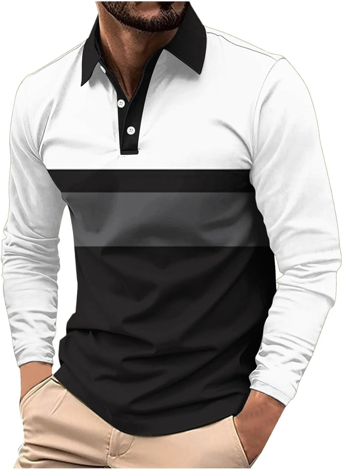 

Мужская поло с длинным рукавом Color Block Slim Fit
