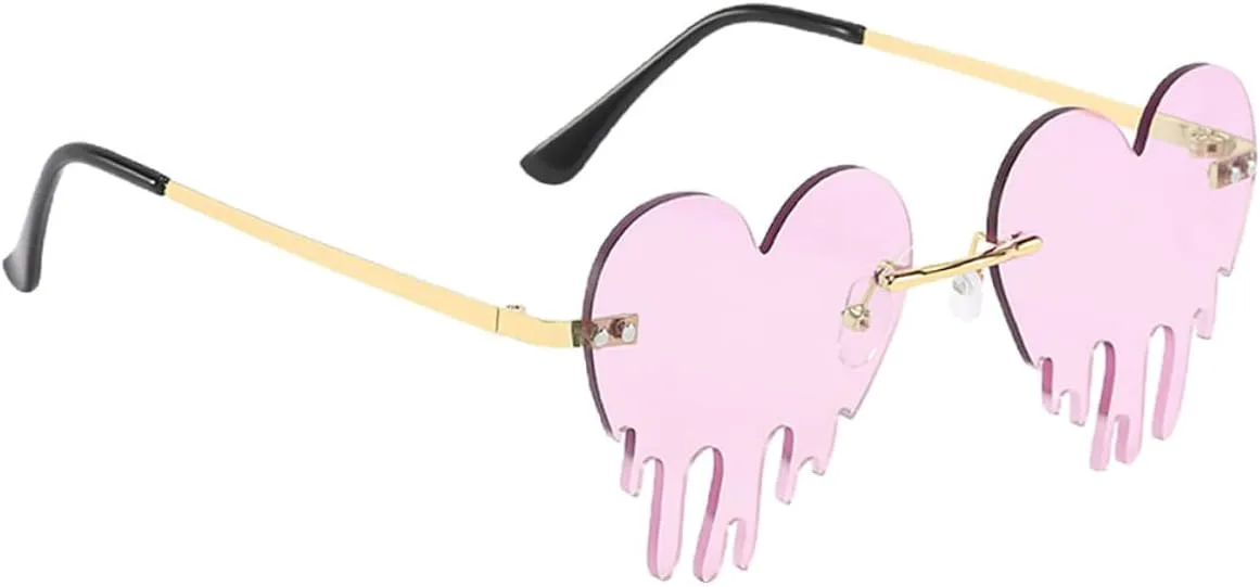 

Солнцезащитные очки TOYANDONA в форме сердца без оправы для женщин, красочный дизайн в виде капель, легкие пляжные очки с защитой от УФ-излучения, 1 пара