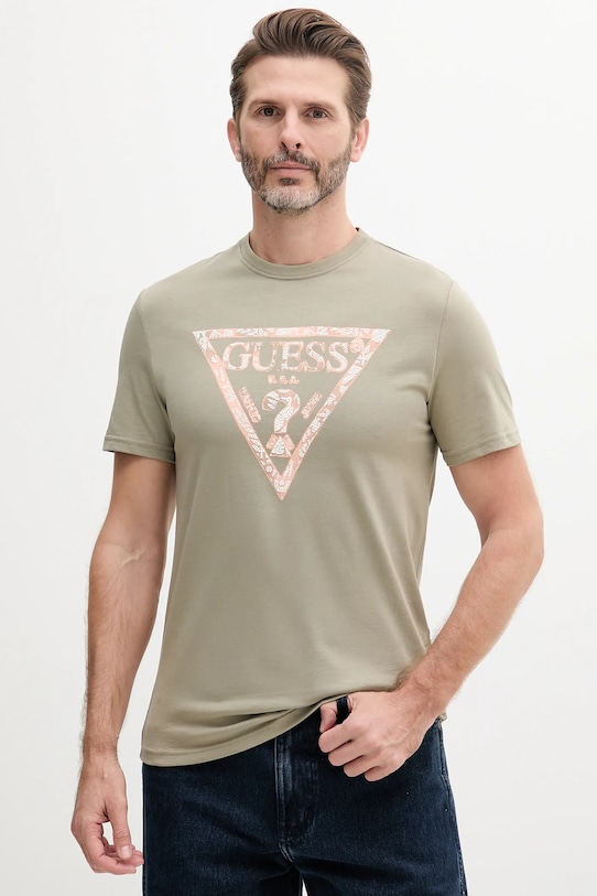 

Хлопковая футболка Guess, зеленый