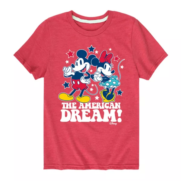 

Футболка для мальчиков 8-20 с принтом Mickey & Minnie Mouse "Американская мечта" Disney, красный