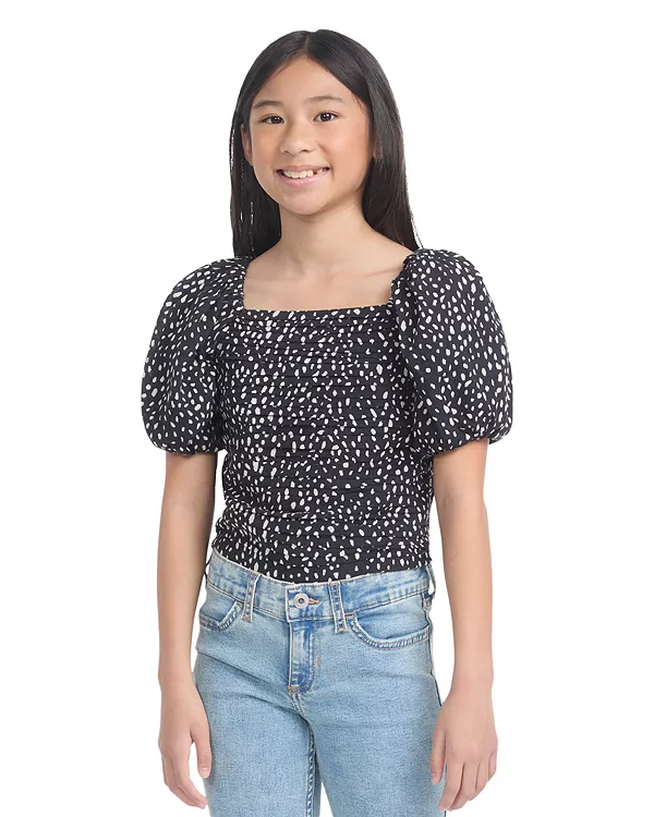 Детская блузка Emerson с пышными рукавами - для малышей и взрослых. Abercrombie Kids, черный — фото 4