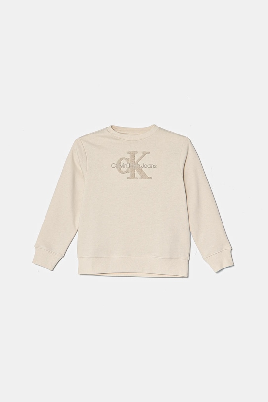 

Детская хлопковая толстовка Calvin Klein Jeans, бежевый