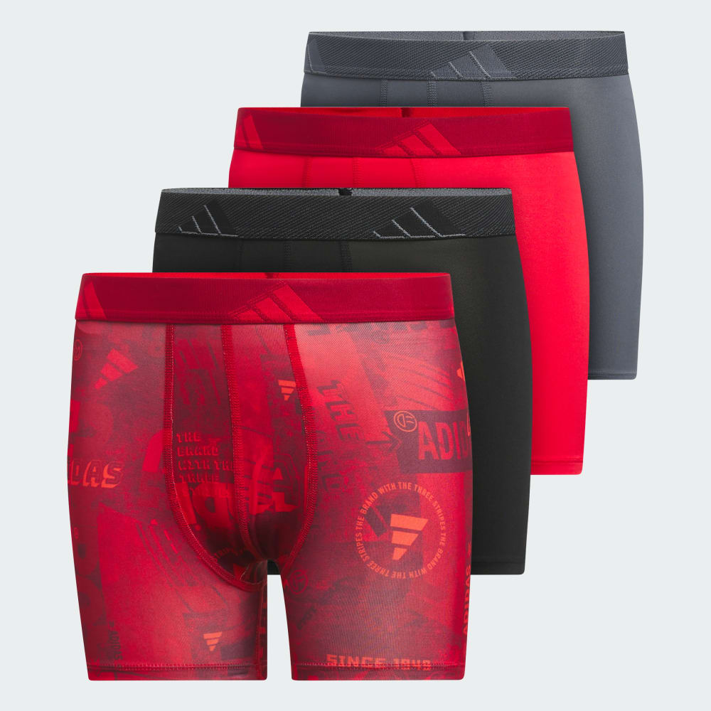

Боксеры Adidas Youth Microfiber Graphic 4-Pack Boxer Briefs, цвет Pure Ruby/Black/Pure Ruby