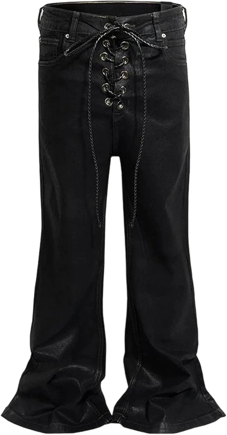 Джинсы с декоративными лентами, Men's Fashion, Black