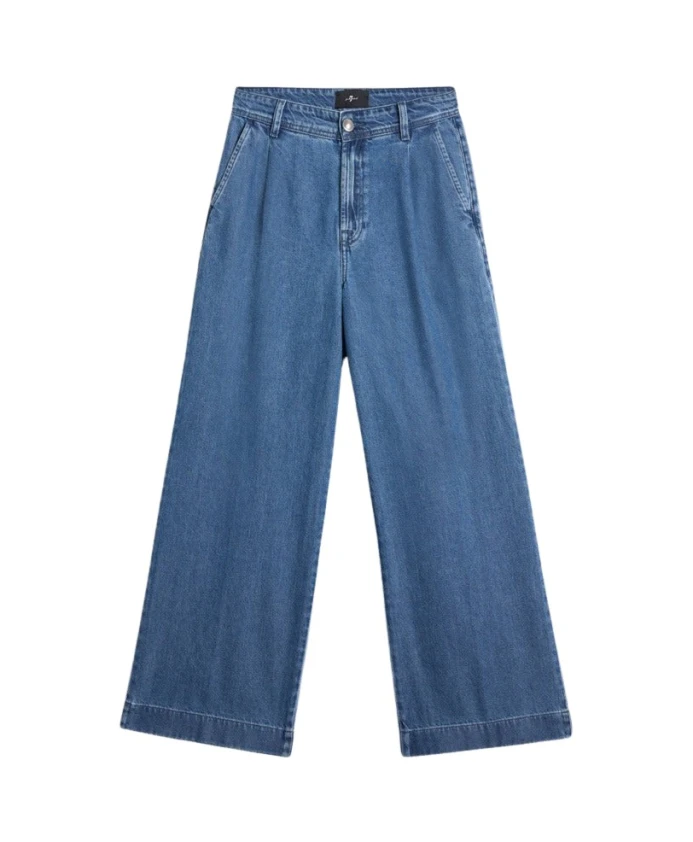 

Плиссированные джинсы с широкими штанинами 7 For All Mankind, синий