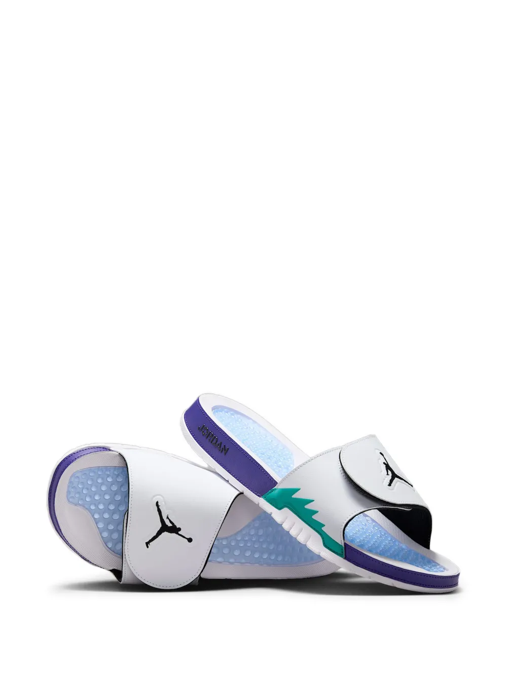 Шлепанцы Jordan Hydro 5 Retro White/New Emerald/Grape Ice/Black, белый — фото 2
