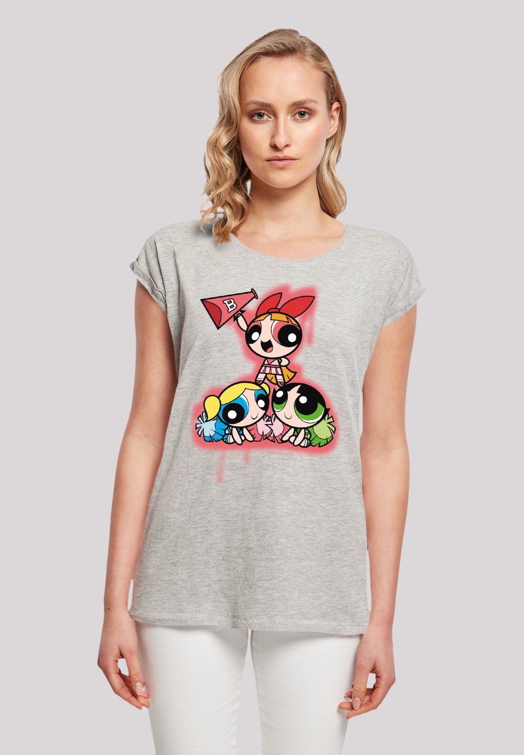 

Футболка с принтом POWERPUFF GIRLS CHEERLEADERS F4NT4STIC, серый