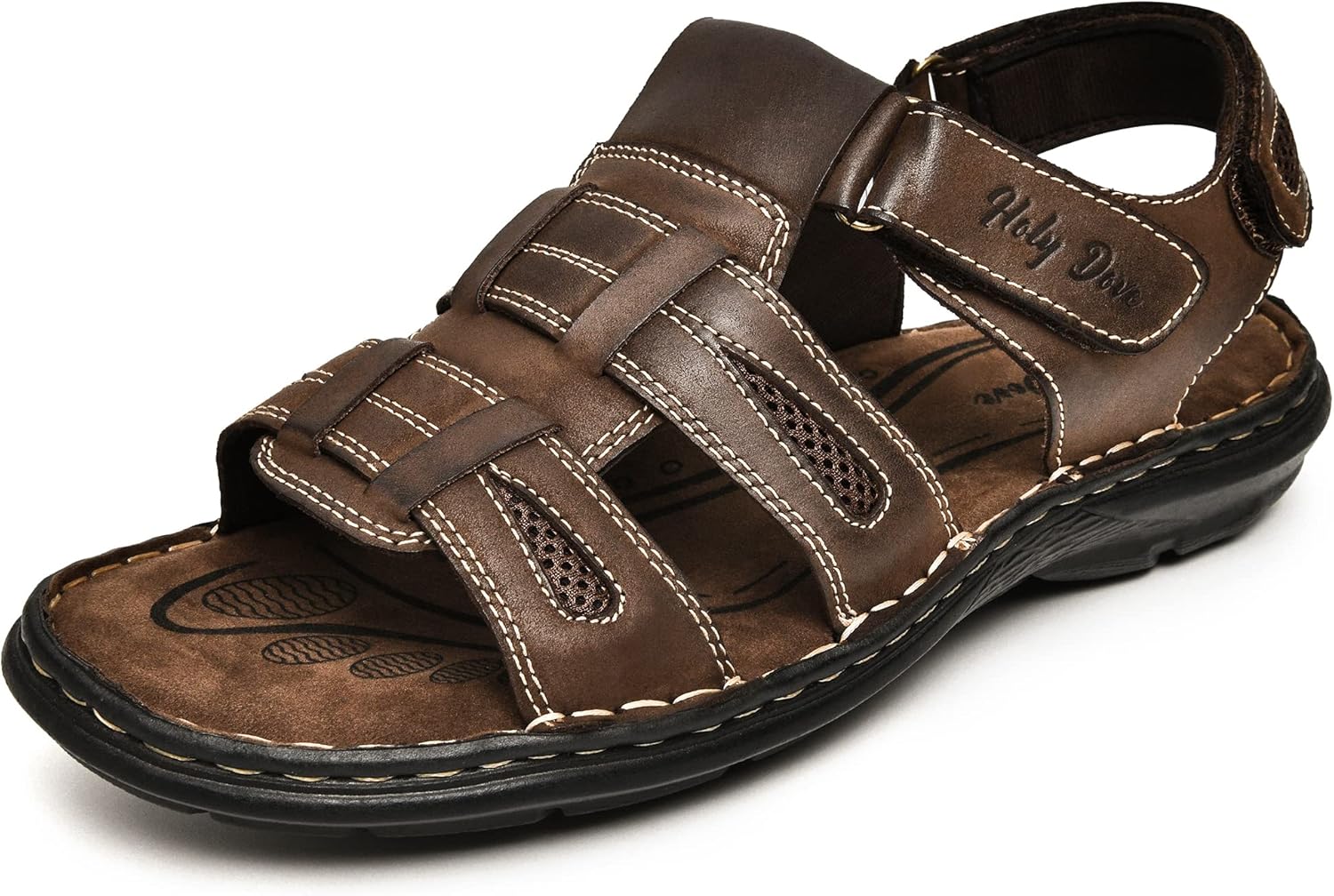 

Мужские сандалии Holy Dove с открытым носком, кожаные, рыбацкого типа, спортивные, для походов и активного отдыха, летние повседневные сандалии, Nubuck Coffee