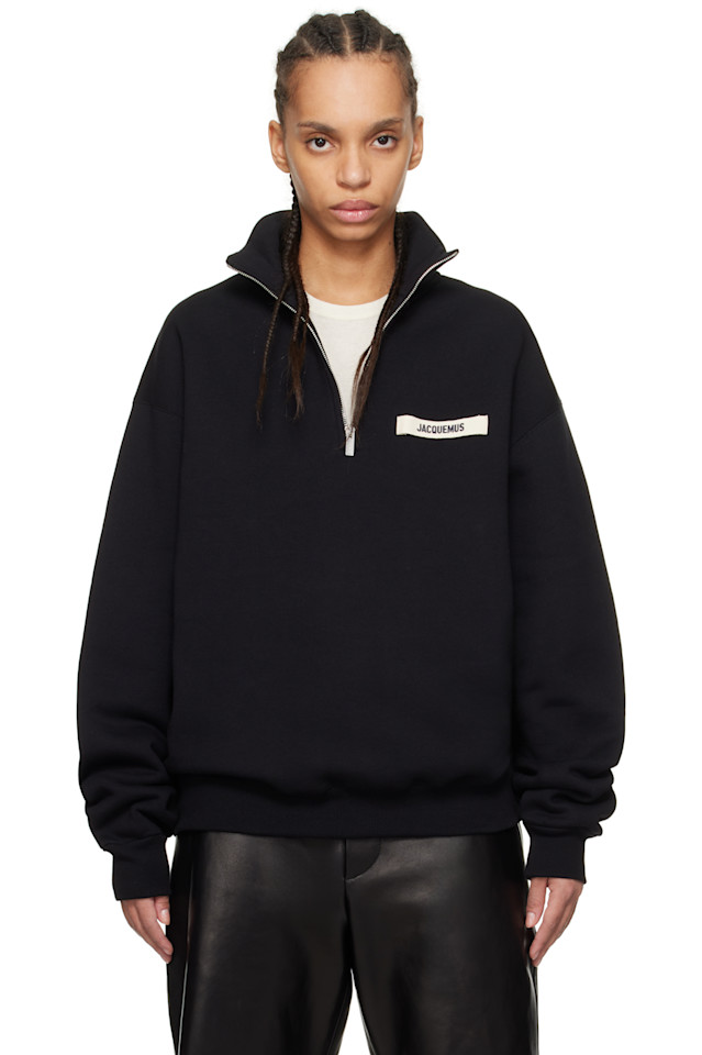 

Гро-греновый свитшот с молнией и воротником-стойкой Jacquemus, черный